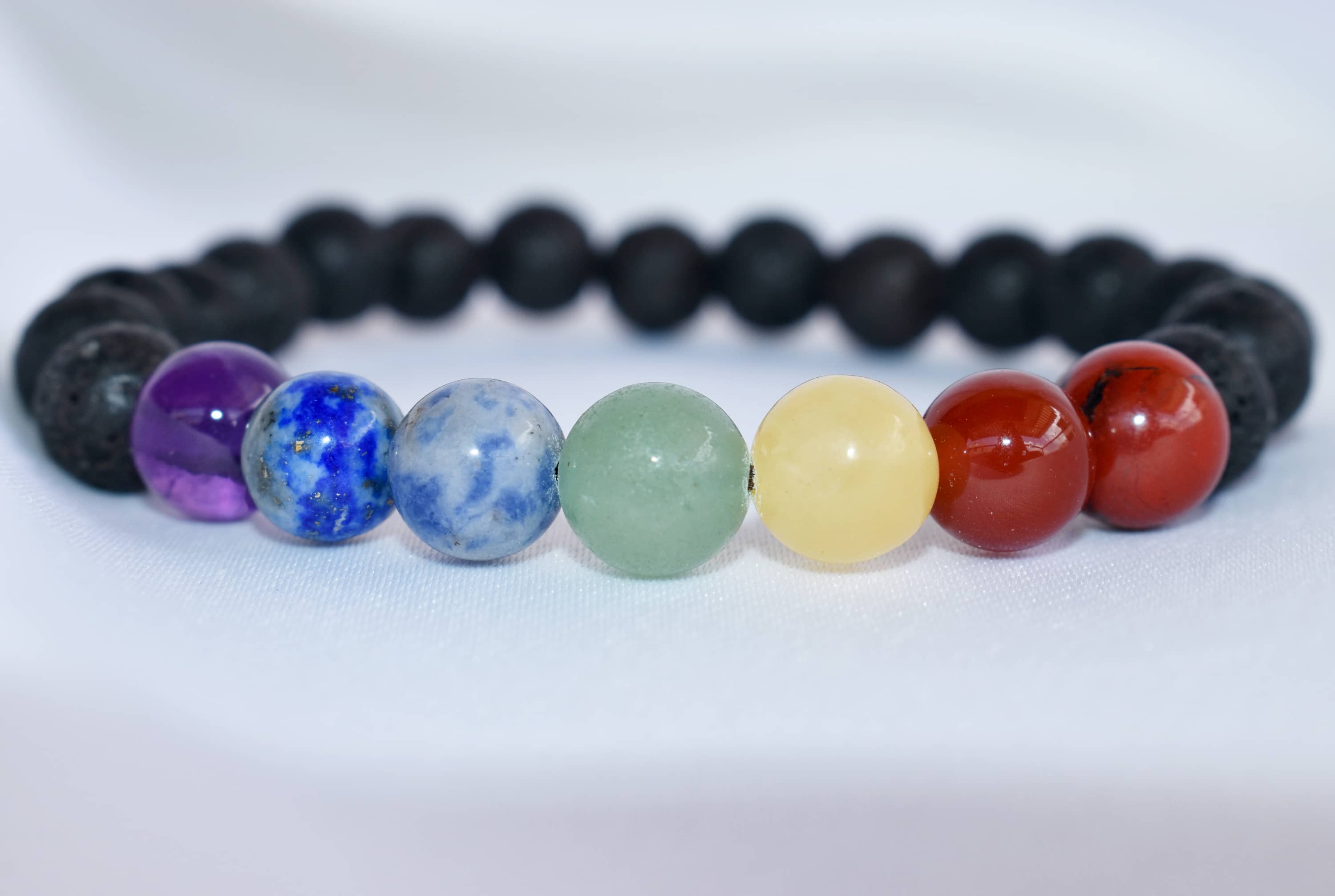 Lava Diffuser Bracelet, Lava with 7 Chakra Oil Diffuser