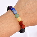 Lava Diffuser Bracelet, Lava with 7 Chakra Oil Diffuser