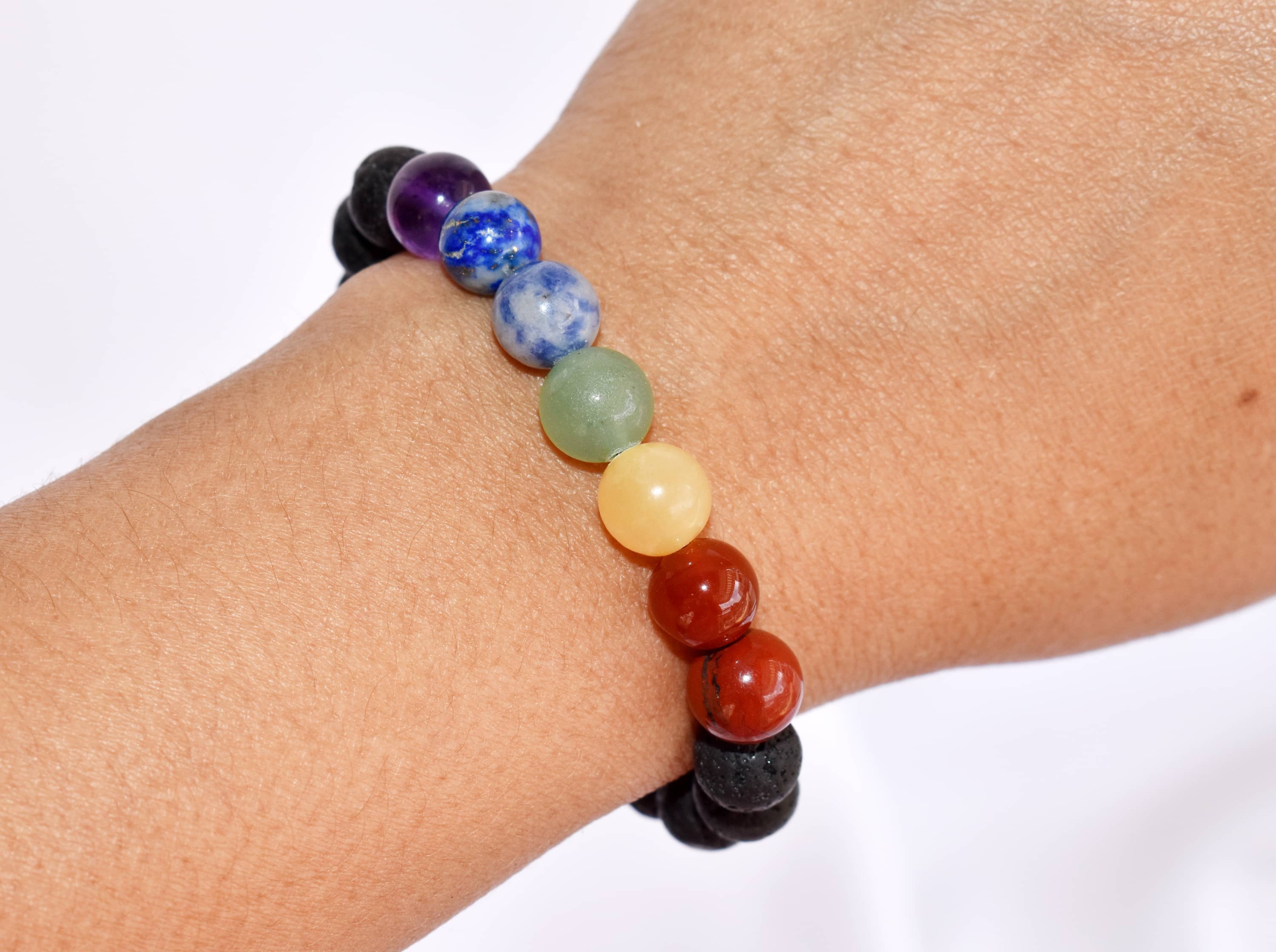 Lava Diffuser Bracelet, Lava with 7 Chakra Oil Diffuser