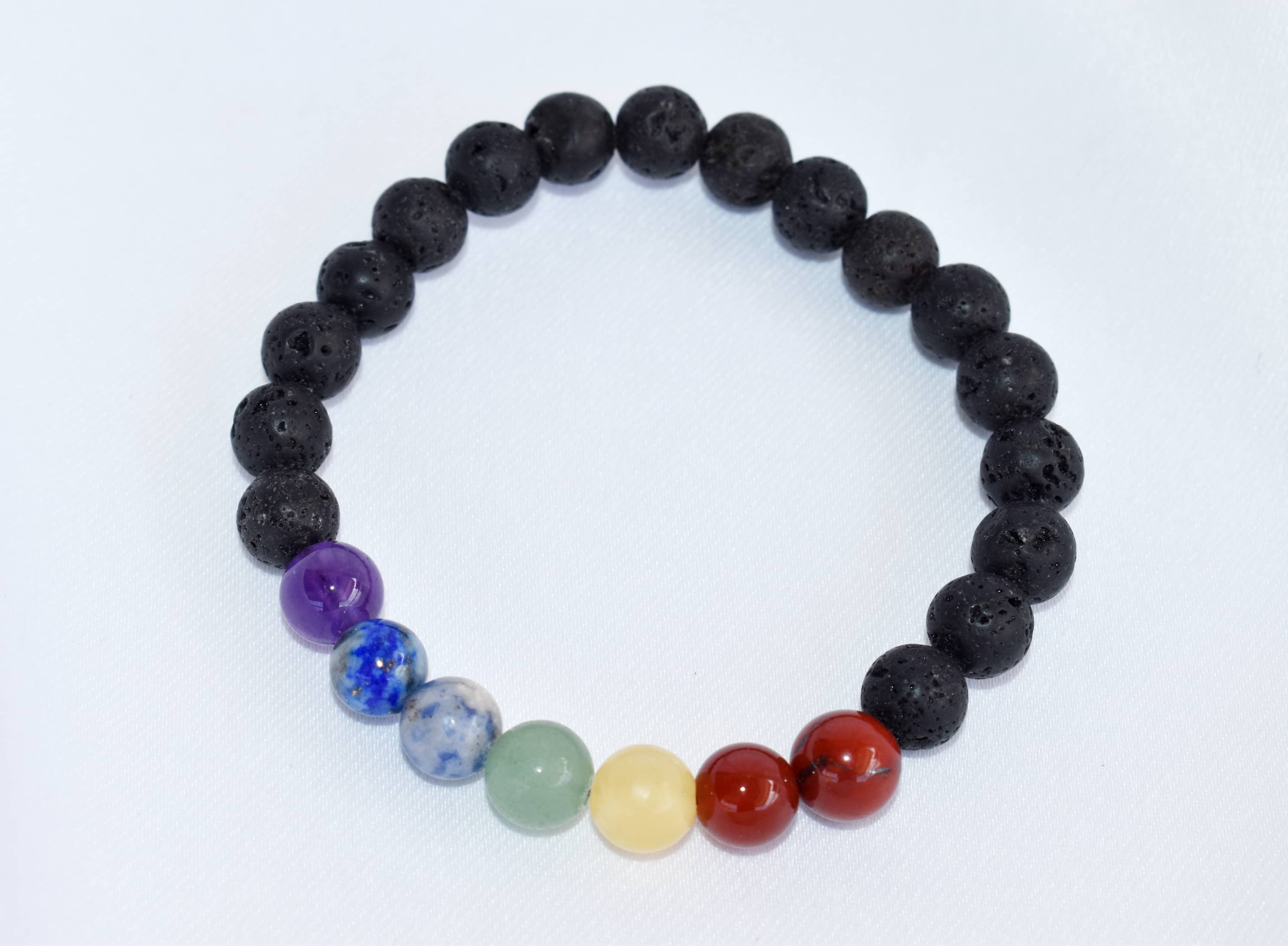 Lava Diffuser Bracelet, Lava with 7 Chakra Oil Diffuser