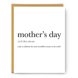 Mother's Day Definition - Mother's Day Card