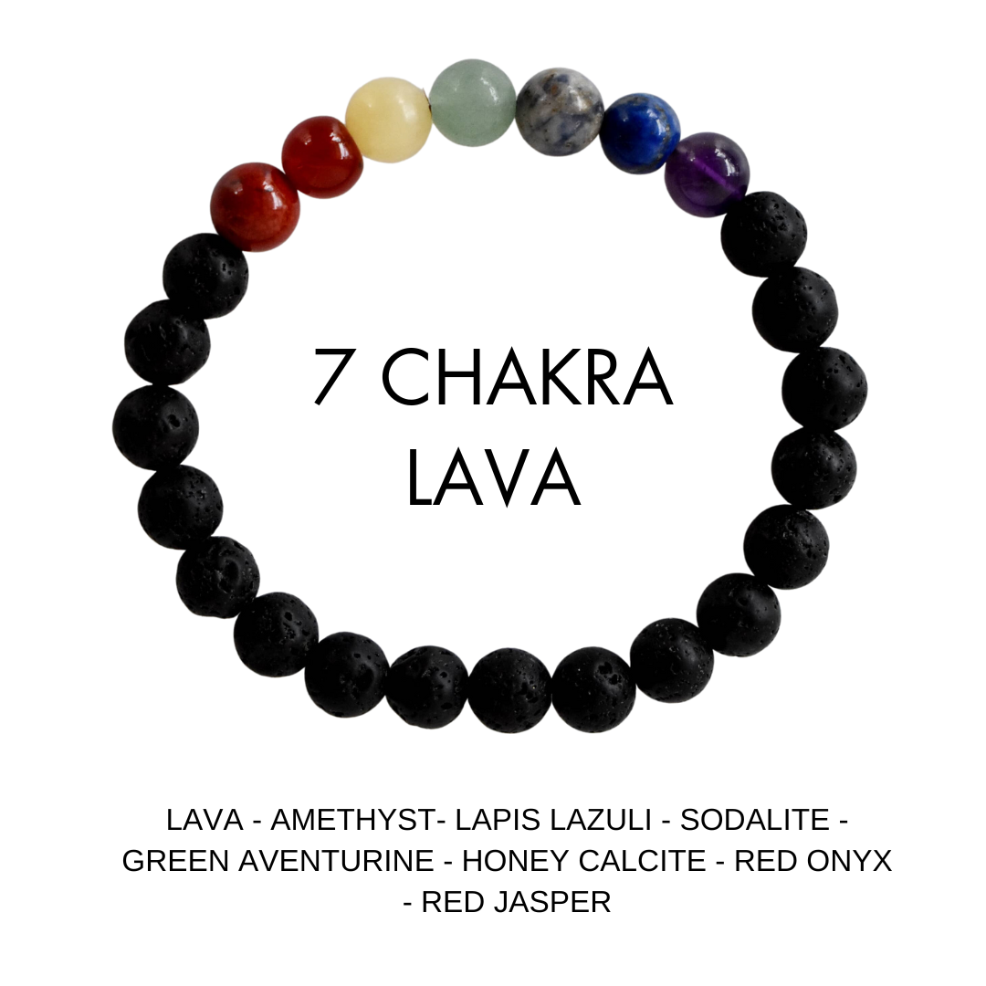 Lava Diffuser Bracelet, Lava with 7 Chakra Oil Diffuser