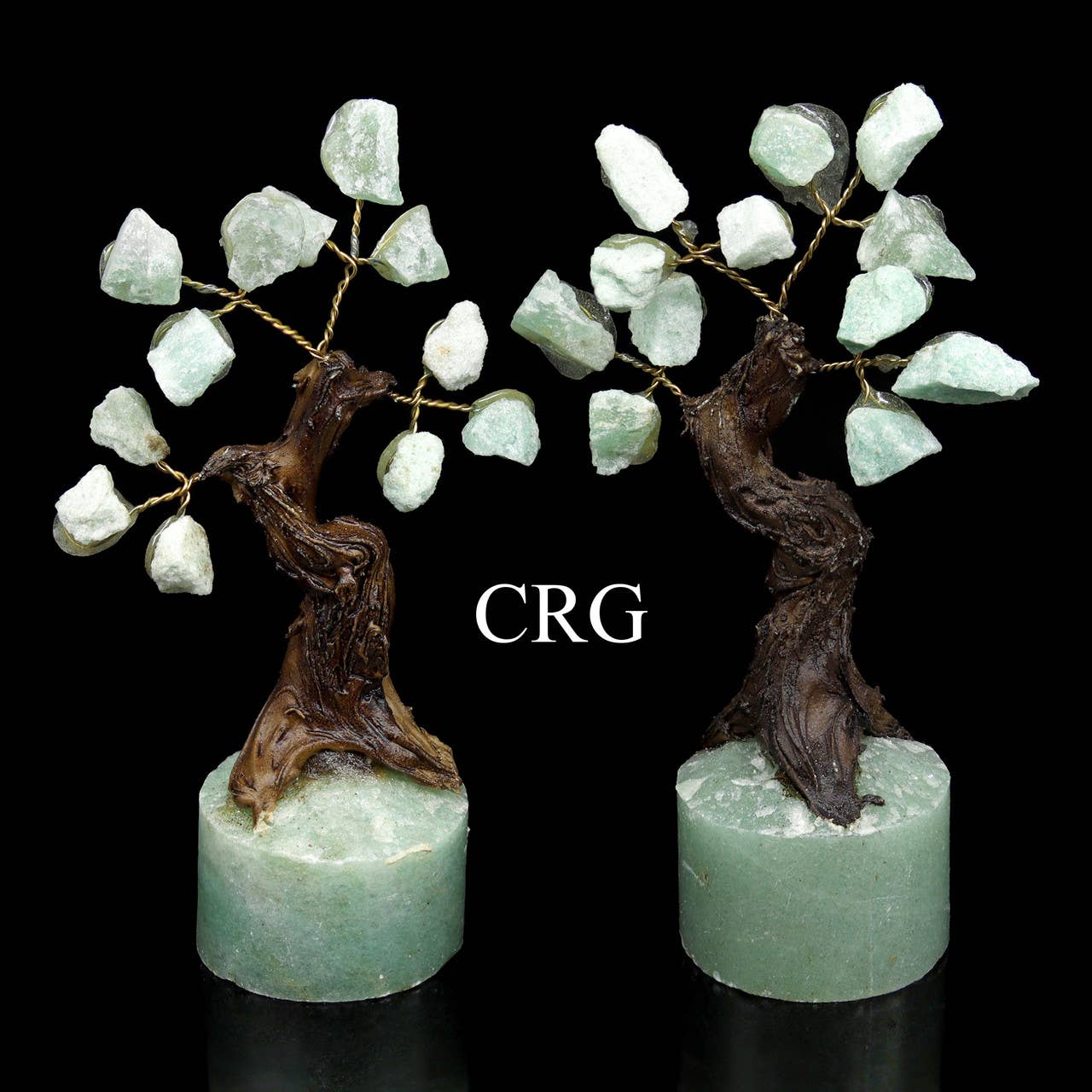 SET OF 2 / Mini Rough Rock Green Aventurine Tree