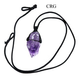 SET OF 4 - Rough Amethyst Point Pendant on Black Cord - 1-2" AVG