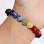 Lava Diffuser Bracelet, Lava with 7 Chakra Oil Diffuser