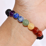 Lava Diffuser Bracelet, Lava with 7 Chakra Oil Diffuser