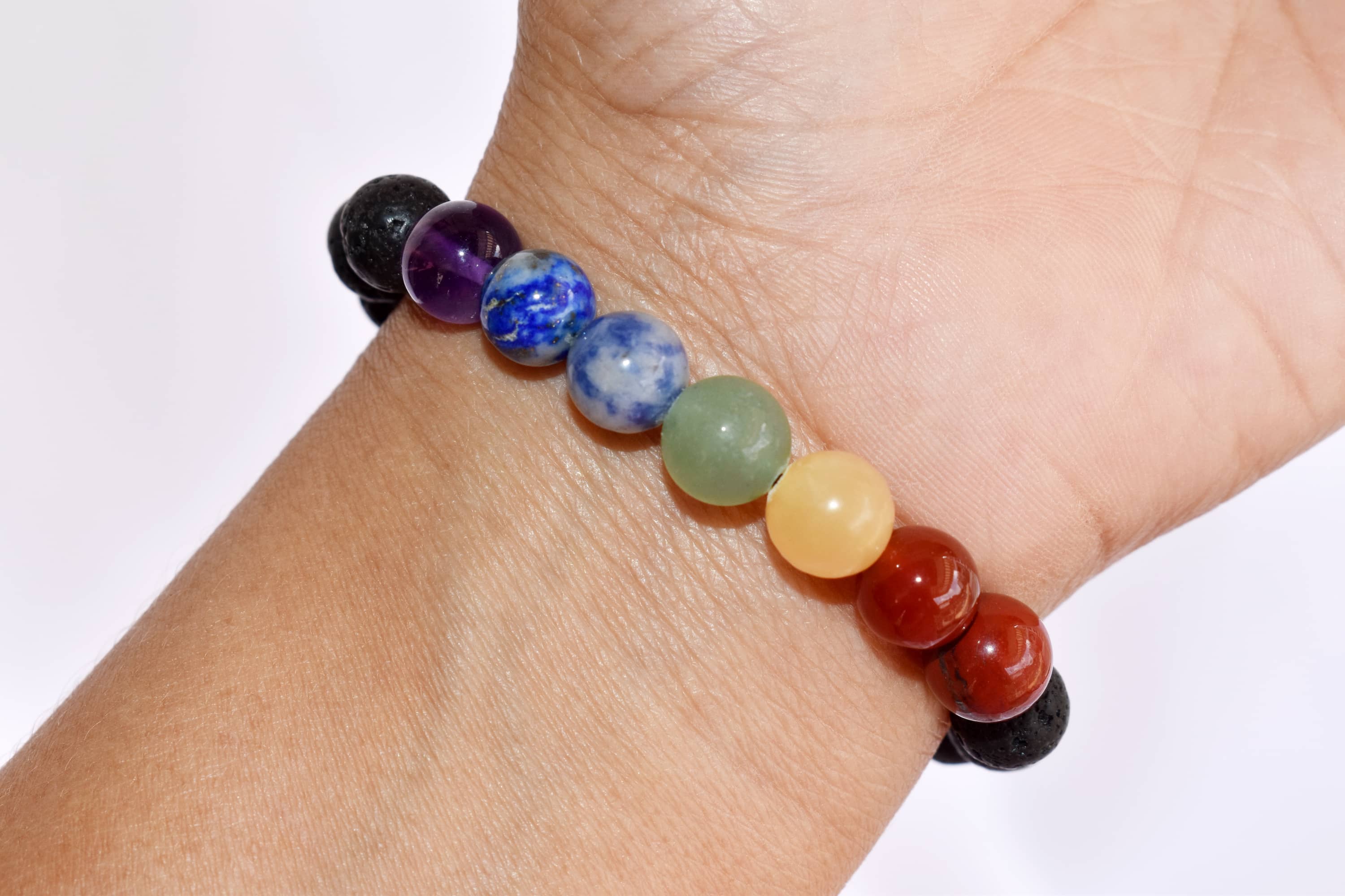 Lava Diffuser Bracelet, Lava with 7 Chakra Oil Diffuser