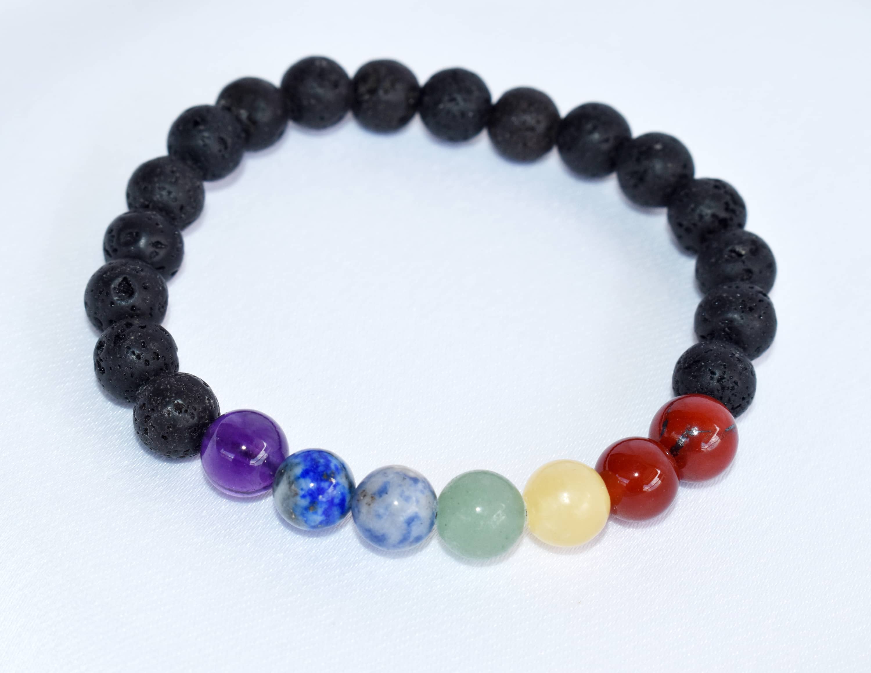 Lava Diffuser Bracelet, Lava with 7 Chakra Oil Diffuser