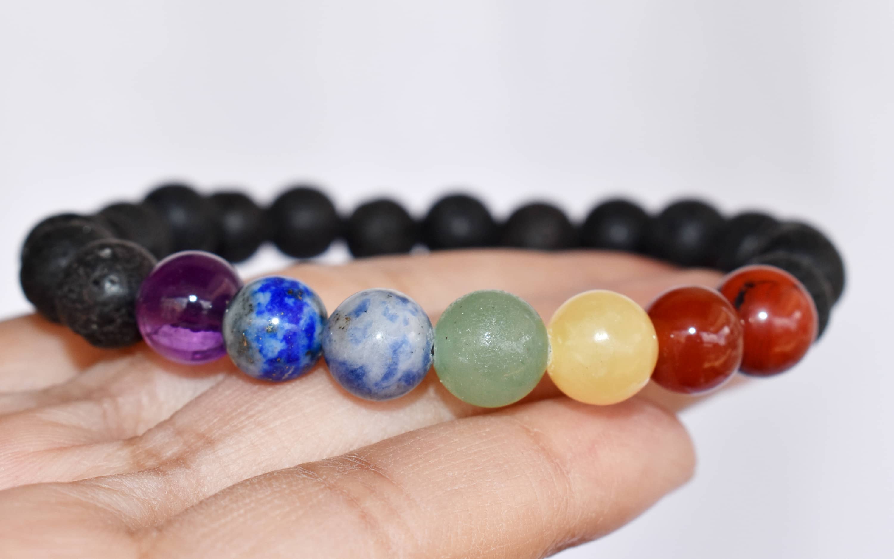 Lava Diffuser Bracelet, Lava with 7 Chakra Oil Diffuser