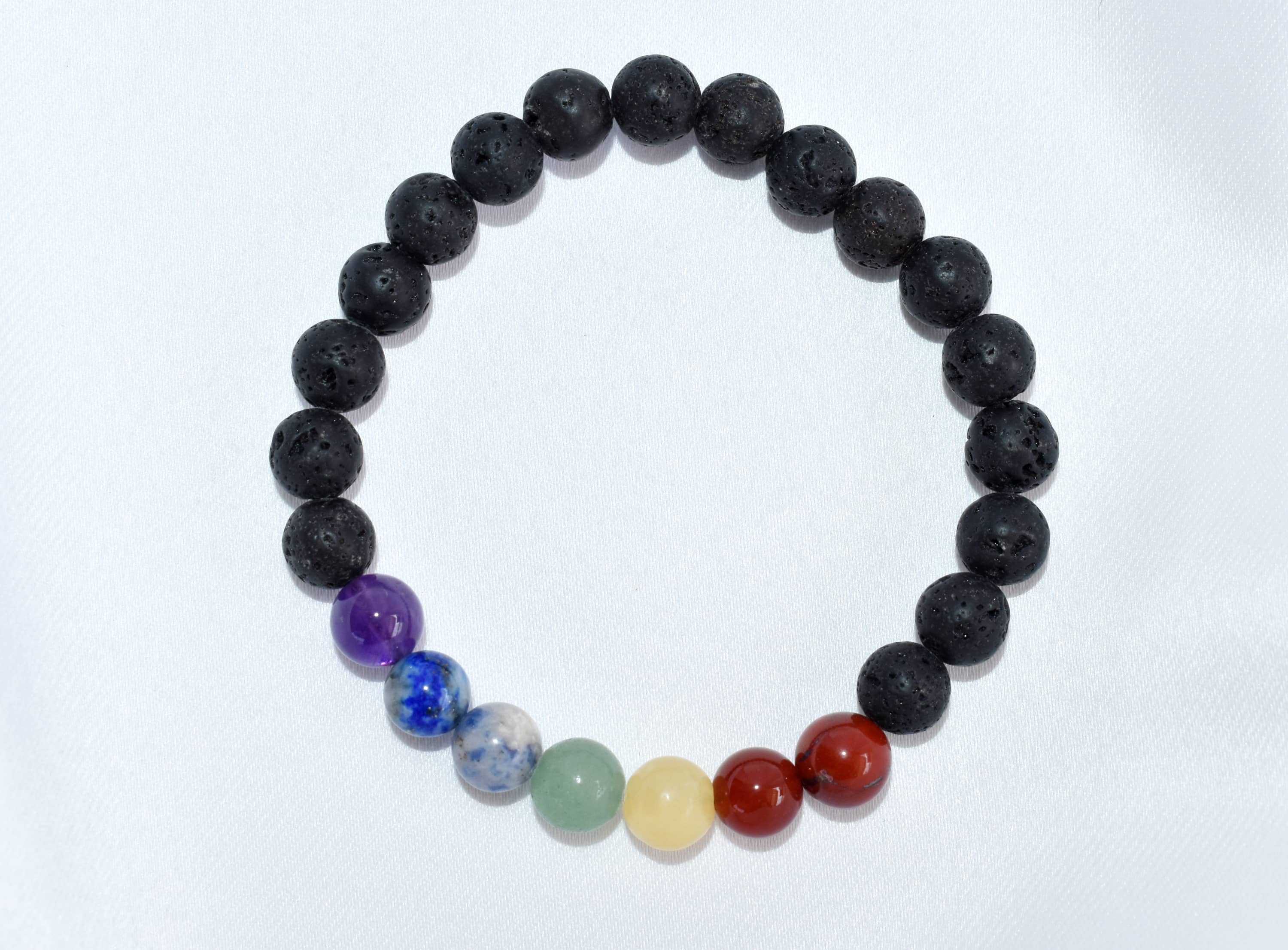 Lava Diffuser Bracelet, Lava with 7 Chakra Oil Diffuser