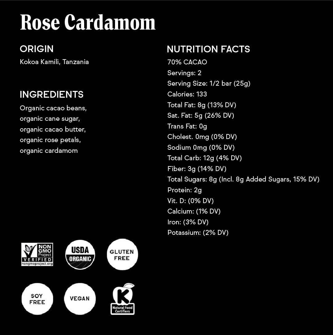 70% Rose Cardamom Bar - Mother's Day & Easter Limited Batch