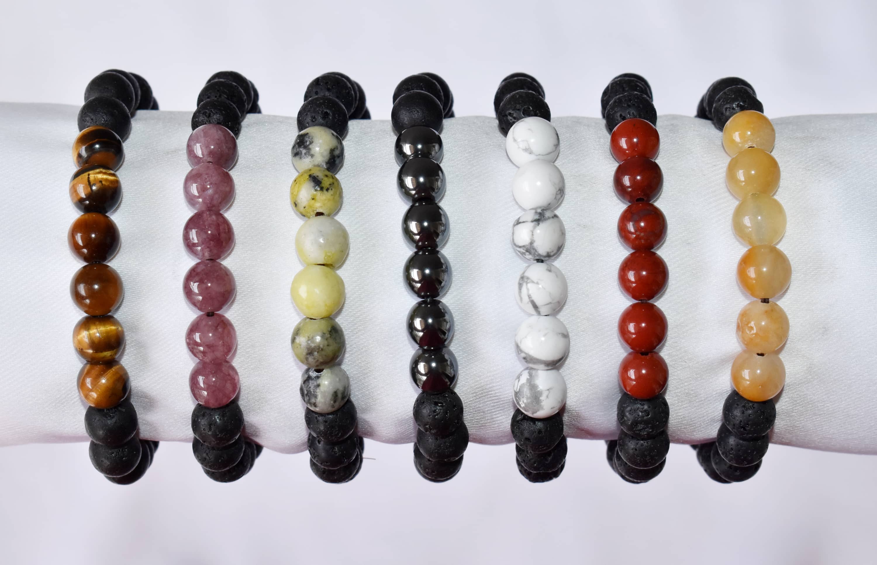 Lava Diffuser Bracelet, Lava with 7 Chakra Oil Diffuser