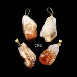 SET OF 4 - Citrine Crystal Point Pendant with Gold Bail / 1"