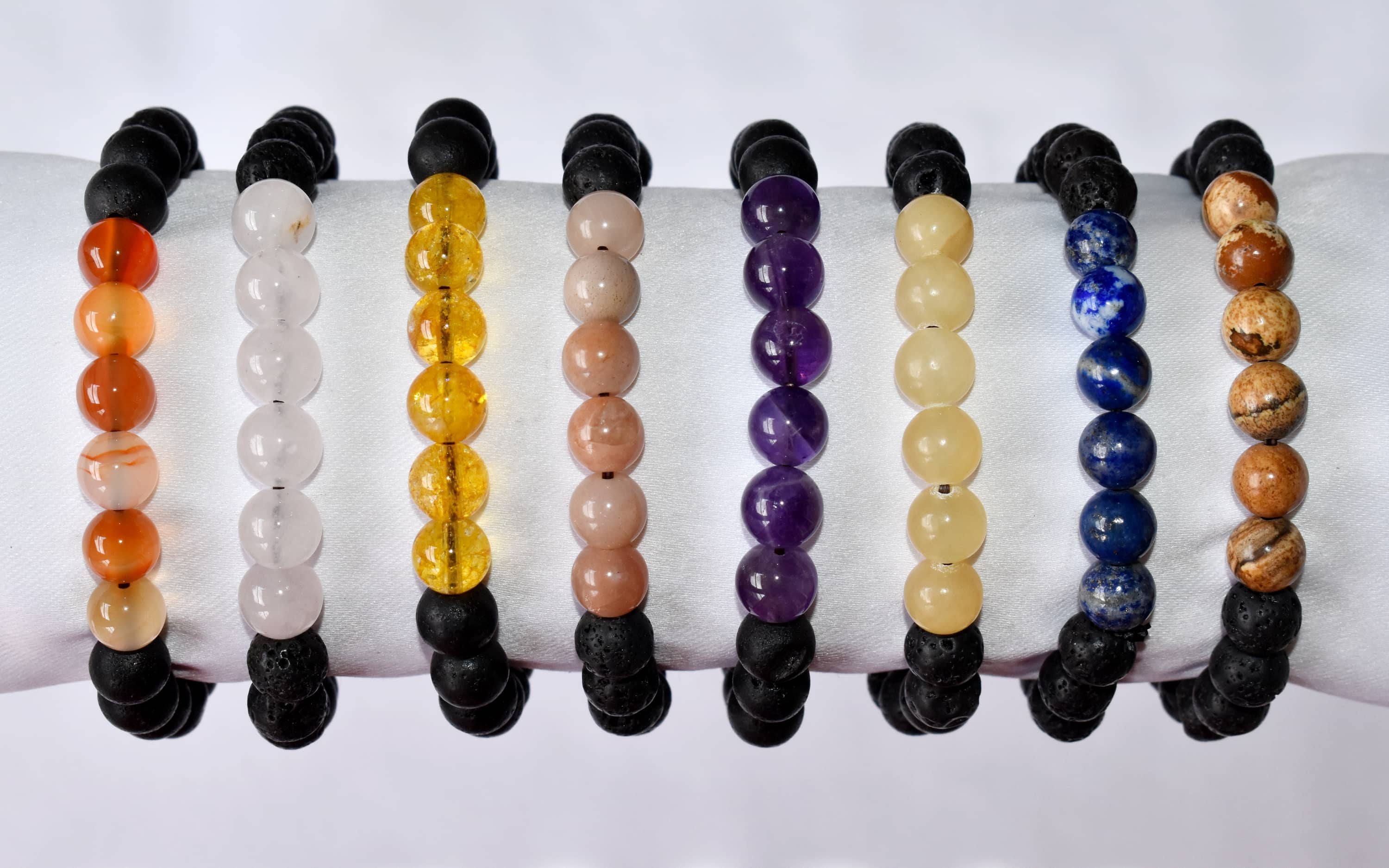 Lava Diffuser Bracelet, Lava with 7 Chakra Oil Diffuser