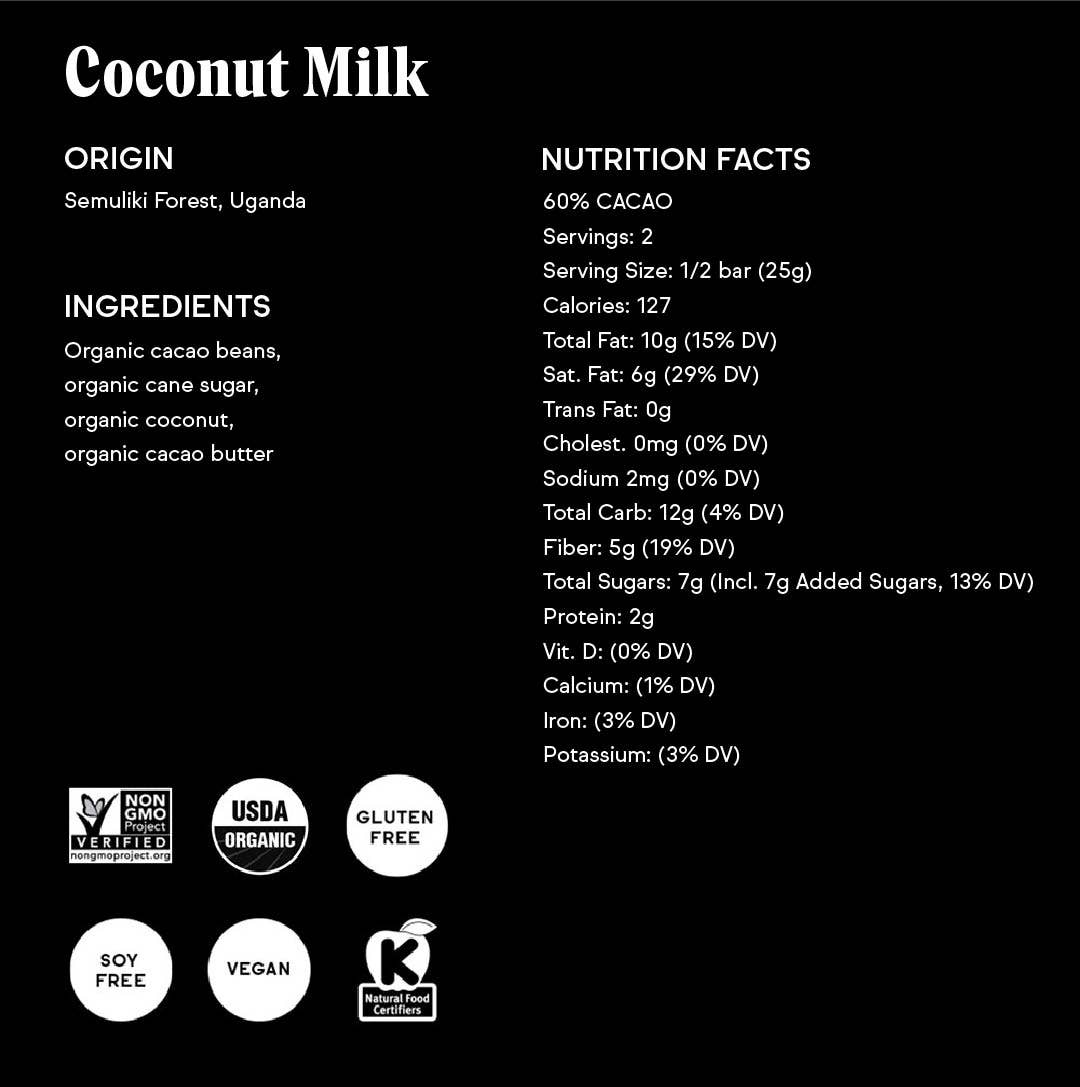 60% Coconut Milk Chocolate Bar