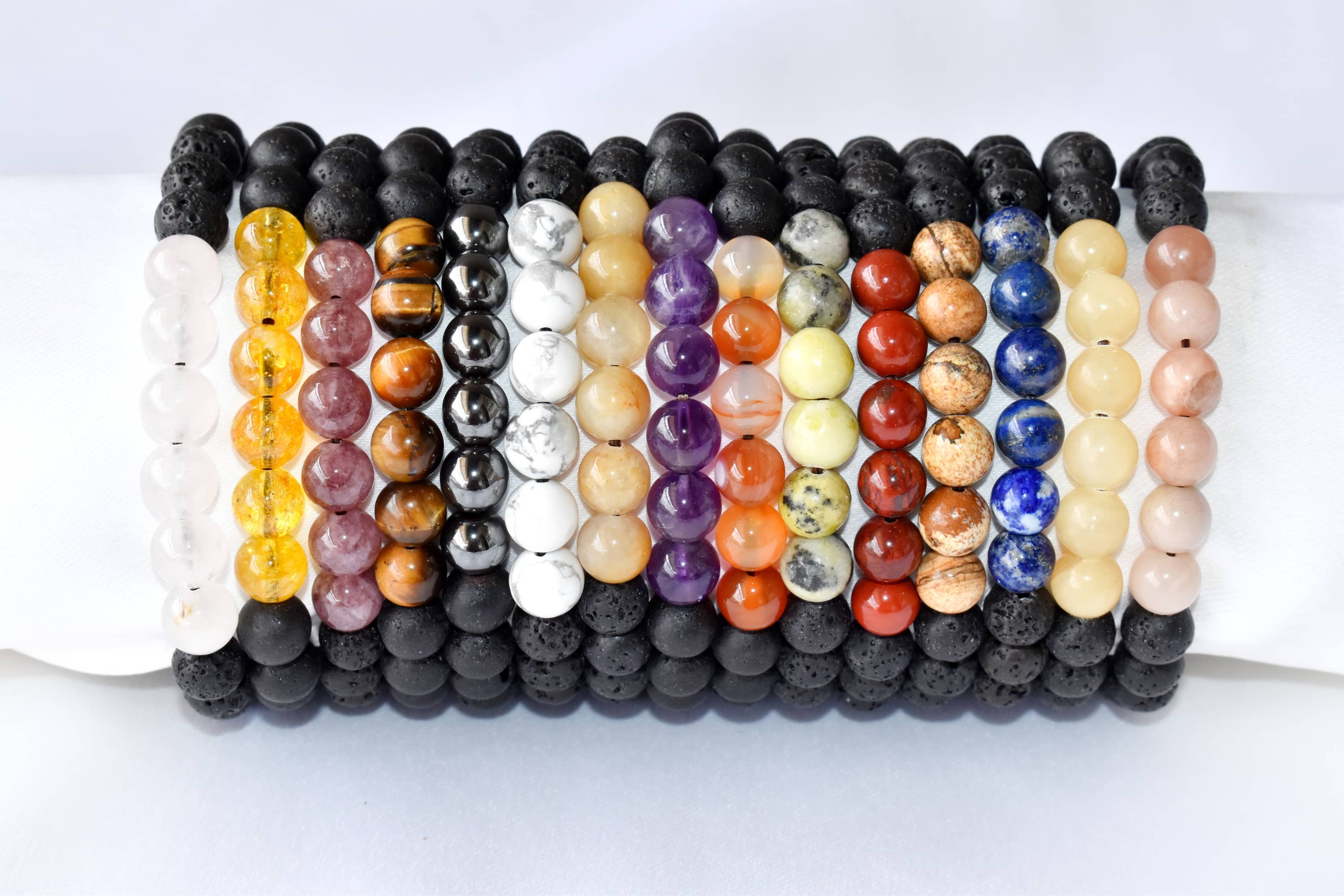 Lava Diffuser Bracelet, Lava with 7 Chakra Oil Diffuser